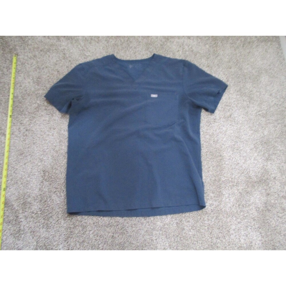 FIGS Technical Collection Scrub Top L Blue Solid Polyester Blend
